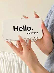 Hello.How Are You Slogan Phone Protective Case, Minimalist Flip Notebook Painted Anti-Drop Phone Protective Case, Refreshing High-End Creative Personalized Coil Notebook Phone Case, Compatible With IPhone & Galaxy Series Waterproof Shockproof Scratch Resistant - Multicolor - View 3