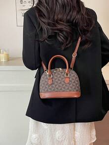 女士时尚简约手提贝壳包简约流行单肩包休闲斜挎包女士送给妈妈的礼物 - 咖啡 - 查看 4