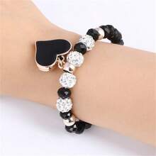 1 件女士心形串珠手链，适合日常佩戴