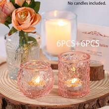 4/12 Gói chân nến thủy tinh, chân nến cổ điển số lượng lớn, chân nến hương liệu sọc hình học, trang trí bàn tiệc cầu hôn/tiệc ngoài trời/bàn ăn gia đình, quà tặng sinh nhật tốt nghiệp, trang trí phòng tắm tại nhà, giáng sinh, halloween, trang trí bàn tiệc tạ ơn, tiệc cô dâu - Nhiều màu - Xem 16