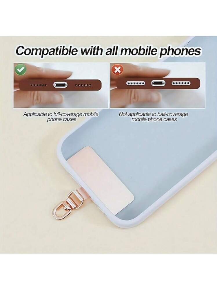 Telefoonketting pads, universeel, 360 graden draaibaar, mobiele telefoon-lanyard-patch, roestvrij staal, multifunctioneel, universele telefoonketting, mobiele telefoonbeveiliging, telefoonband