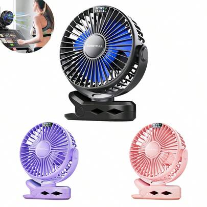 Portable Clip On Fan Battery Operated, Small Powerful USB Desk Fan, 4 Speed Quiet Rechargeable Mini Table Fan, 360° Rotate Personal Cooling Fan For Home Office Stroller Camping