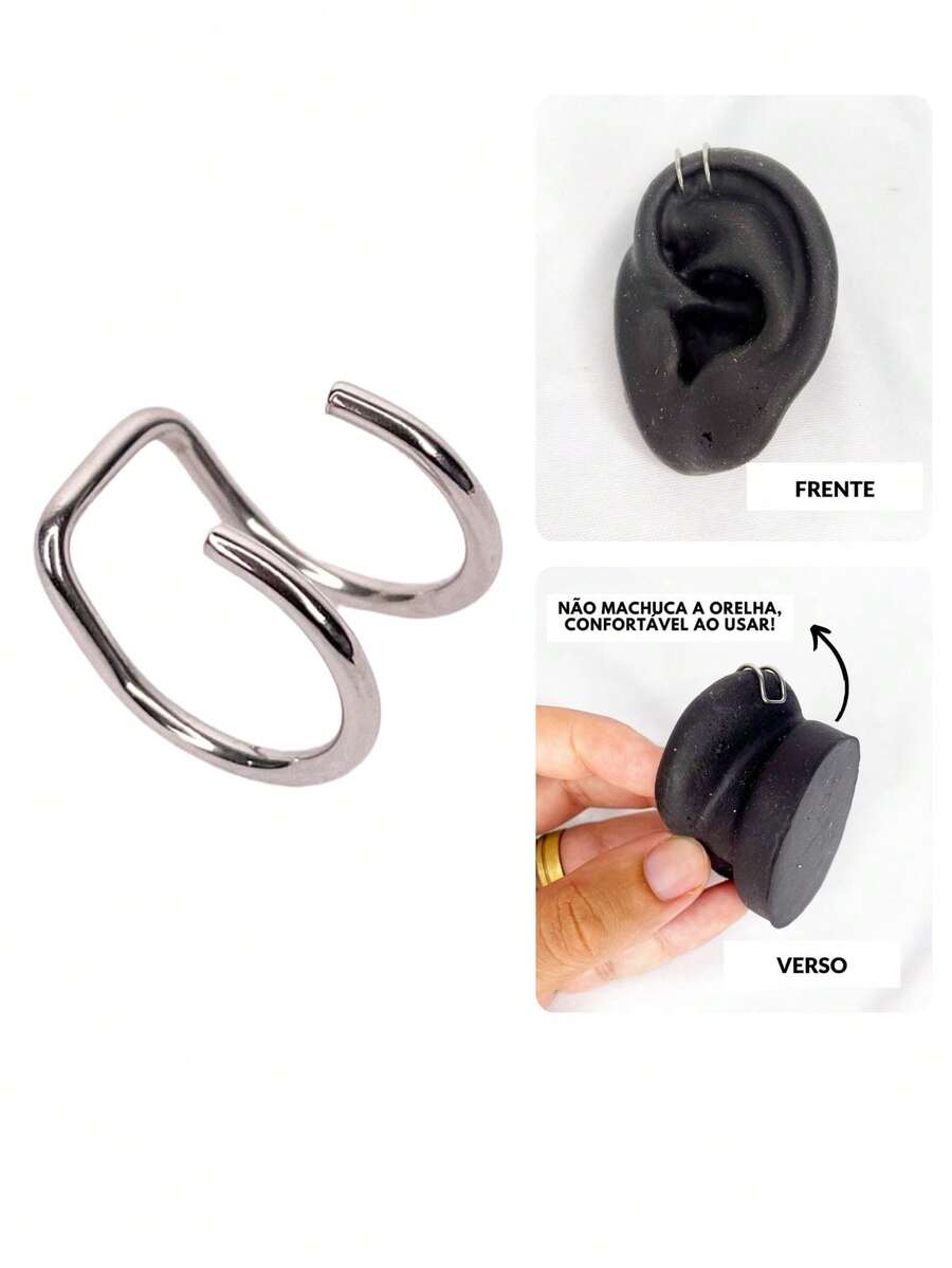 Piercing Earring Helix Claw Cartilage Fake Pressure Fit Silver Stainless Steel Waterproof - 1 Unit - Silver - View 1