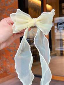 1/2 Pcs Faux Pearl Hair Clips, Bowknot Decor Hair Accessories, Elegant Hair Ornament, Hairpin, Head Accessories - Multicolor - View 4