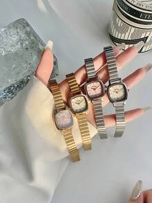 1 件女士银色/金色简约优雅小表盘不锈钢表带石英表，精致的节日礼物 - 均碼 - 查看 7