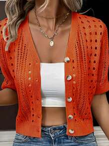 Plus Size Women Summer Casual Fashion Short Sleeve Knit Cardigan