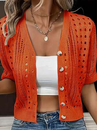 大码女式夏季休闲时尚短袖针织开衫