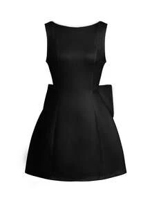 Unadoll Women's Temperament Sexy Backless Big Bow Pearl Design Sleeveless Dress, Suitable For Dating Cocktail Party Dress Graduation Season Party Dress Back To School Dresses,Christmas Attire