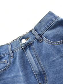 Women's Casual Elastic Waist Denim Mini Skirt, Back To School Clothes