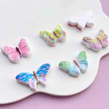 10 Stücke verschiedenfarbige Schmetterling Aufkleber mit flacher Rückseite, DIY Scrapbooking Handwerk Dekoration für Ohrringe, Haaraccessoires, Schmuckherstellung