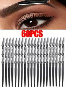 60 件/套眉毛修剪器和剃须刀,去角质皮肤刨削工具,身体脱毛修剪器和面部和眉毛剃须刀套装长柄刀片带精密盖女士眉毛塑形工具适合或旅行使用 - 黑色 - 查看 6