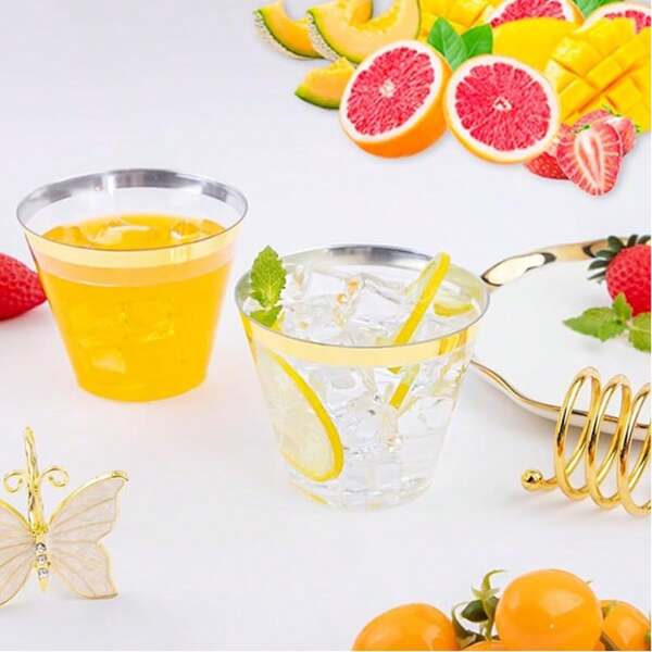 1/25/50Pcs,9oz/270ML Plastic Clean Cups, Wedding & Party, Champagne Glasses Bulk For Party Bar Cocktail Cups Dessert Cup,Bulk Plastic Tumblers, Fancy Party Cups For Cold Drinks, Gift For Father