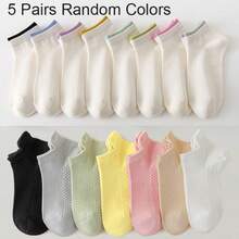 5-30 Pairs Women's Multicolor Socks, Thin & Fashionable Low-Cut Shallow Opening White Japanese Style Boat Socks, Soft Short Socks, Random Colors For Summer - Multicolor - View 12