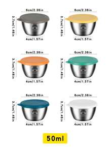 2 pezzi/4 pezzi/6 pezzi Coppette per salse mini in acciaio inossidabile 304 con coperchi, piattini portatili per condimenti per uso domestico per ketchup, condimenti per insalata, uso esterno, forniture scolastiche