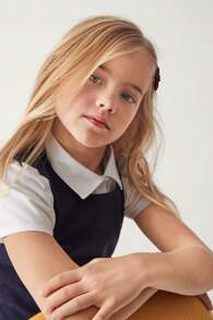 The Children's PLACE Girls Uniform Belted Jumper School Cotton Twill Round Neck Above The Knee Length