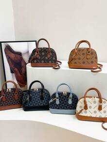 女士时尚简约手提贝壳包简约流行单肩包休闲斜挎包女士送给妈妈的礼物 - 咖啡 - 查看 5