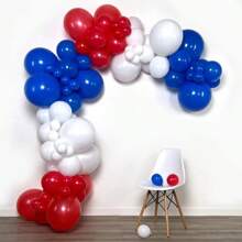 30pcs Red, Blue & White Latex Balloons, 12inch & 10inch Mixed Set, Classic Navy Color, For Back To School, Nautical Theme, Birthday Decoration, Columbus Day, Labor Day