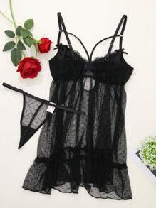 Conjunto de 2 peças de lingerie sexy feminina, liga pendurada, gravata cruzada, enfeite circular, festa de carnaval, boate, trajes de baile selvagens