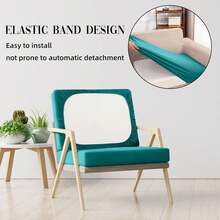 1pc Solid Color Milk Silk Sofa Cushion Cover, High Elasticity Dust-Proof Simple Versatile Removable & Washable, Suitable For All Seasons, Outdoor, Beach, Rattan Sofa - Cadet Blue - View 7
