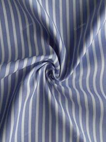 Nuovo stile elegante per l'estate, abito lungo a maniche corte con colletto in stile Europa e Stati Uniti, a righe tessute, per donne formose di taglia grande