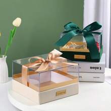 Customized Transparent Gift Box With Elegant Ribbon, Ideal Gift Choice. Customized Ribbon With Name, Wishes Or Special Dates To Make The Gift More Personalized. Suitable For Birthday, Anniversary And Other Occasions. Available In Multiple Box And Ribbon Colors.