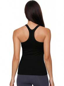 Yoga Racerback Tank Top For Women With Built In Bra,Women's Padded Sports Bra Fitness Workout Running Shirts - 粉紅灰褐色 - 查看 9