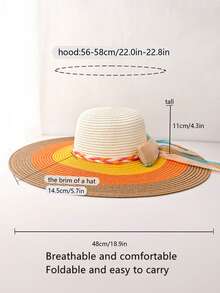 Nuovo cappello di paglia a tesa larga di stile boho da donna, con decorazione in pizzo e fiocco, cappello da spiaggia alla moda, a tesa ampia pieghevole per uso esterno, tempo libero, viaggi, colore vivace - Multicolore - Visualizzare 7