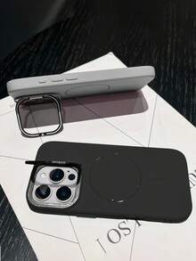 相机支架硅胶全覆盖磁性无线充电手机壳适用于 16 15 14 13 12 Pro Max 11 柔软防震保险杠保护壳外壳防水防摔防刮 - 灰色 - 查看 6