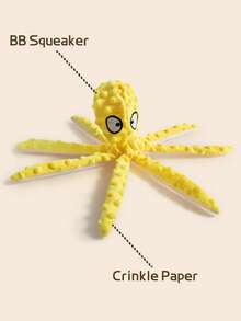 Hollypet Plush Octopus Doll With Sound, Soft & Vocal, Suitable For Medium-Large Dogs, Highly Interactive To Relieve Boredom, Durable & Chew-Resistant, For Indoor Or Outdoor Play, Pets Love It - Yellow - View 5