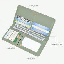 A Long Wallet, RFID Anti-Theft Brush, Solid Color PU Credit Card Bag, Women's Wallet, Long Wallet, Suitable For Both Men And Women, Reusable Cash Carrying Bag, Suitable For Daily Use, Perfect For Gift Giving, Buckle Closure, Credit Card ID Storage Bag - 彩色 - 查看 6