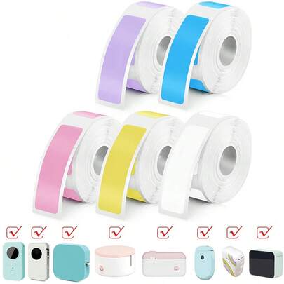 D30 标签带，12x40mm 白色热敏标签纸，适用于 Phomemo D30 标签带打印机制作器带补充装，适用于 Print Master D30 标签补充装 12mm X 40mm（0.47 X 1.57 英寸）白色/彩色，适用于 Vretti HP3、HP4、MARKLIFE P11、Phomemo D30、M110、D35、Q30 打印机。