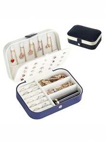 1PC Large And Medium Portable Buckle Jewelry Box, Used For Storing Rings, Necklaces, And Earrings, Buckle Portable Jewelry Box, Ring Box, Bracelet Necklace Box, Earring Box, Jewelry PU Leather Storage Box, Jewelry Storage Box - Multicolor - View 10