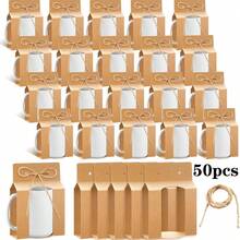 10/30/50 piezas Cajas de embalaje para tazas, aptas para impresión por transferencia de calor en tazas, bolsas de regalo, tazas con cajas con ventana, cajas de embalaje de regalo para tazas - Multicolor - Ver 21