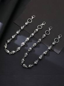 1 pieza Cadena de mezclilla con calavera de metal unisex, Cadenas de cintura de esqueleto punk rock góticas, accesorio genial