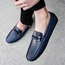 1 Pair Men's Loafers, Summer New Fashion Plus Size Men's Handmade PU Leather Loafers, Casual Driving Flat Slip-On Shoes, Luxury Comfortable Moccasins, White Loafers For Men Size 37-48, Father's Day Gift - Dark Blue - View 3