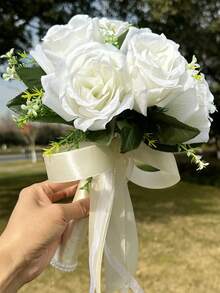 1 Buquê de Rosas Artificiais de Seda para Decoração de Casamento, Chá de Panela, Centro de Mesa e Acessórios para o Dia dos Namorados - Multicolorido - Ver 10