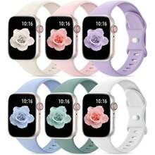 6 modische und sportliche einfarbige Silikon Uhrenarmbänder kompatibel mit Armband 38mm 40mm 41mm 45mm 44mm 42mm 49mm, weich, bequem und atmungsaktiv, Ersatzarmband mit Zubehör für Ultra Serie 10/9/SE/8/7/6/5/4/3/2/1