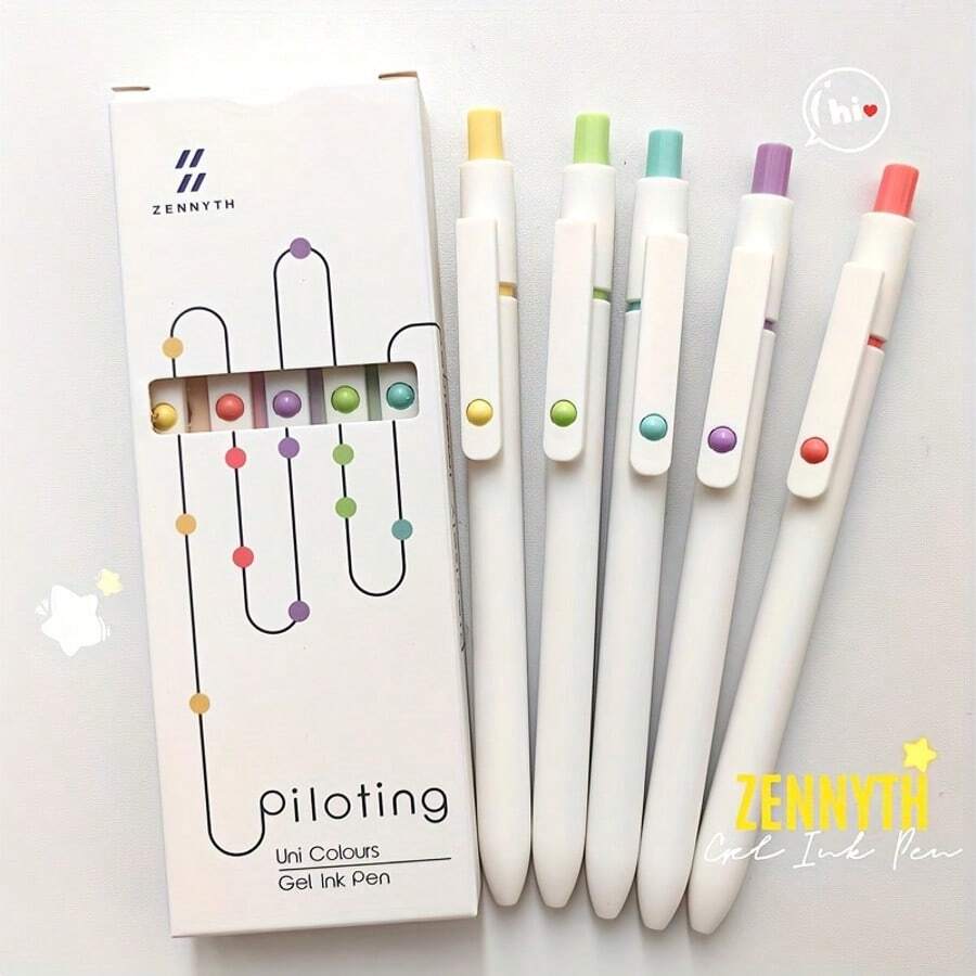 5pcs Set Zenyth Quick-Drying Gel Ink Pens, Medium Tip, Plastic Body, Smooth Writing Ballpoint Pen Set, Suitable For Office And School - Sets - View 1