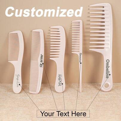 1pc/5Pcs Personalized Custom Comb, Hair Combs For Women, Comb Set For Hair Styling And Detangling -Wide Tooth Comb, Fine Tooth Comb, Parting Rat Tail Comb, Hairdressing