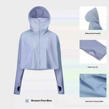 CAMEL CROWN 女士轻薄防晒外套，夏季户外防紫外线薄款 - 松茵藍 - 查看 3