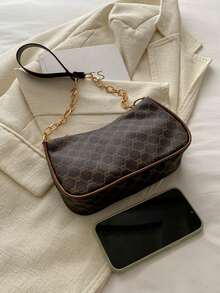 Bolso de hombro de cadena de moda, bolso de mano de alta calidad, bolso versátil de PU sencillo para primavera y verano 2024