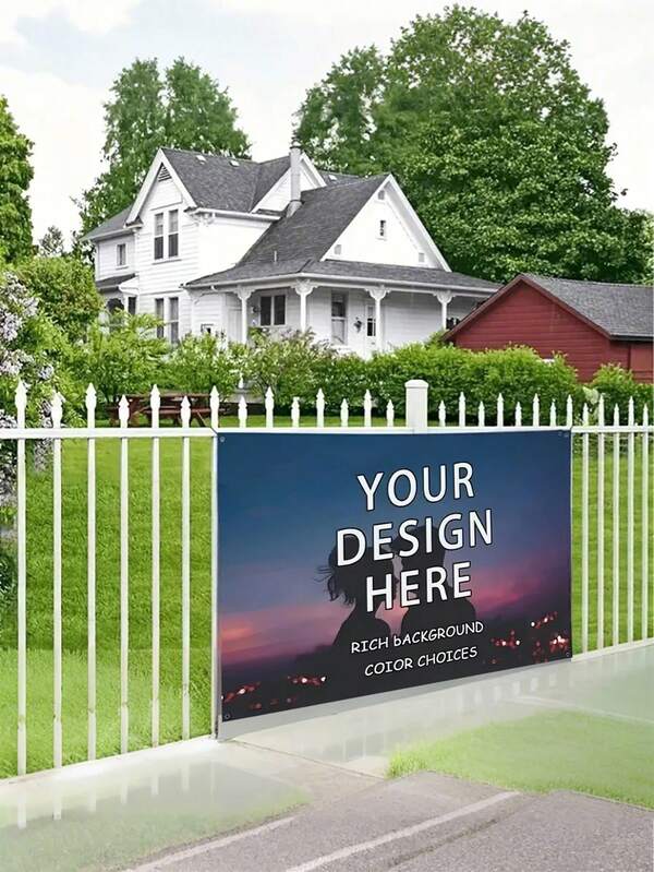 1 peça - Bandeira colorida personalizável, pano de fundo para fotos ao ar livre personalizável, com 4 furos, pano de fundo personalizável de vários tamanhos, publicidade externa durável, banners para festas e decoração, pode adicionar placas ou fotos, fotografia e exibição de fundo personalizadas exclusivas, decoração perfeita para festas, fundo para fotos, ideal para qualquer ocasião, presente personalizado, aniversário, formatura, inauguração de casa, casamento, atividades artísticas para crianças