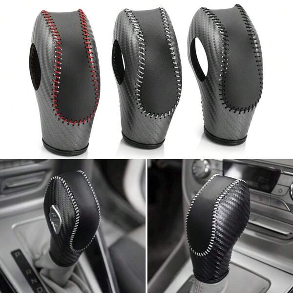 Car PU Leather Gear Shift Knob Cover For EcoSport Escape Fusion C-Max Energi Wagon Carnival Focus Transit Van