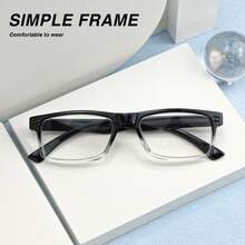 6pcs Classic Square Reading Glasses, Black Frame With Gradient Color, Multiple Color Options, Comfortable Lightweight Frames, Daily Reading Glasses - Multicolor 2 - View 3