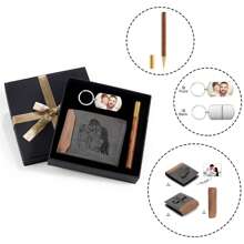 1pc Personalized Holiday Gift Box, Customized Photos And Text,Wallet Gift Box For Dad, Gift From Daughter And Son To Dad, Suitable For Birthday, Father's Day, Christmas, Thanksgiving, Including Wallet, Keychain, Pen And Packaging Box, Holiday Gift Box/Birthday Gift For Men/Father,School Supplies,Back To School,For Office,For School,For Classroom,For Teacher Gifts,For University,For Colleague,For Dorm Rooms,For Teacher,For Boys And Girls,For Teenagers,Junior High School Students,Middle School Students,High School Senior High School Students,College Students,University Students,Freshman,Sophomore,Underclassmen