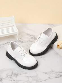 Zapatos de estilo primavera/otoño para niños, zapatos escolares informales y de exterior con estilo británico - Blanco - Ver 4
