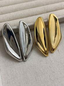 1 Pair Minimalist & Fashionable European & American Style Geometric Metal Stud Earrings, Retro Chunky Jewelry For Women, Suitable For Daily Outfit Accessorizing