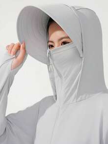 2025 New Lightweight Women Outdoor Breathable Mesh Jacket, Solid Color, For Cycling And Everyday Wear, Spring/Summer - Light Grey - View 3