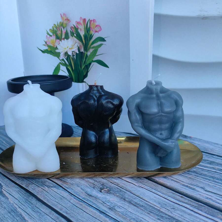 1pc Human Body Model DIY Scented Candle Decor, Suitable For Home Decoration, Restaurant, Birthday, Party, Bathroom Fragrance Ornament - Black - View 1