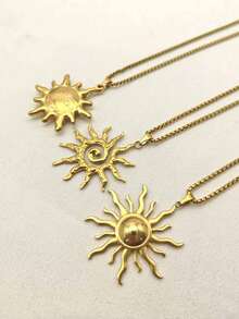قلادة معلق الشمس من الصلب عديم الصدأ بلون ذهبي على الطراز البوهيمي قطعة واحدة - قلادة الشمس - مشاهدة 5